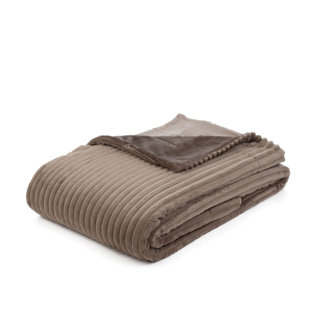 Gözze - Kuschelweiche Wohndecke in Cord Optik, 1620g/Stück, 150 x 200 cm - Taupe, Taupe
