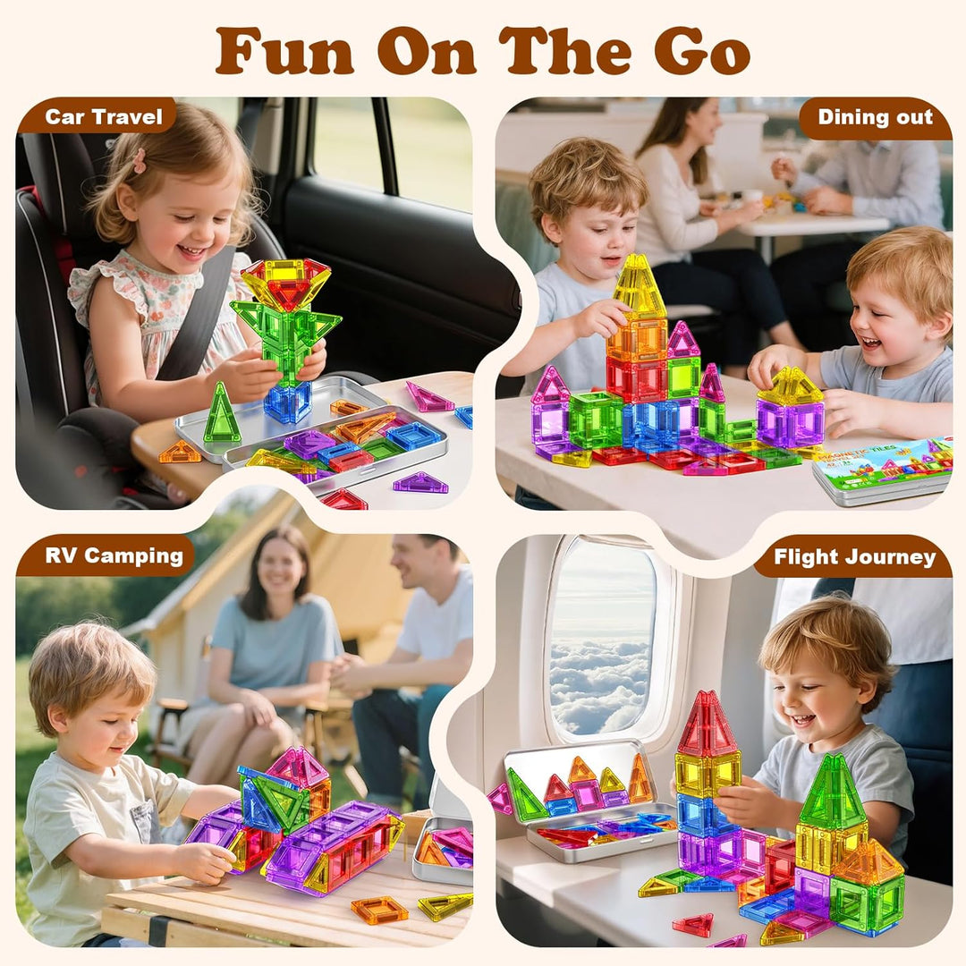 Magnetische Bausteine 42PCS Mini Magnetbausteine Reiseset Magnetspielzeug Montessori Reisespielzeug