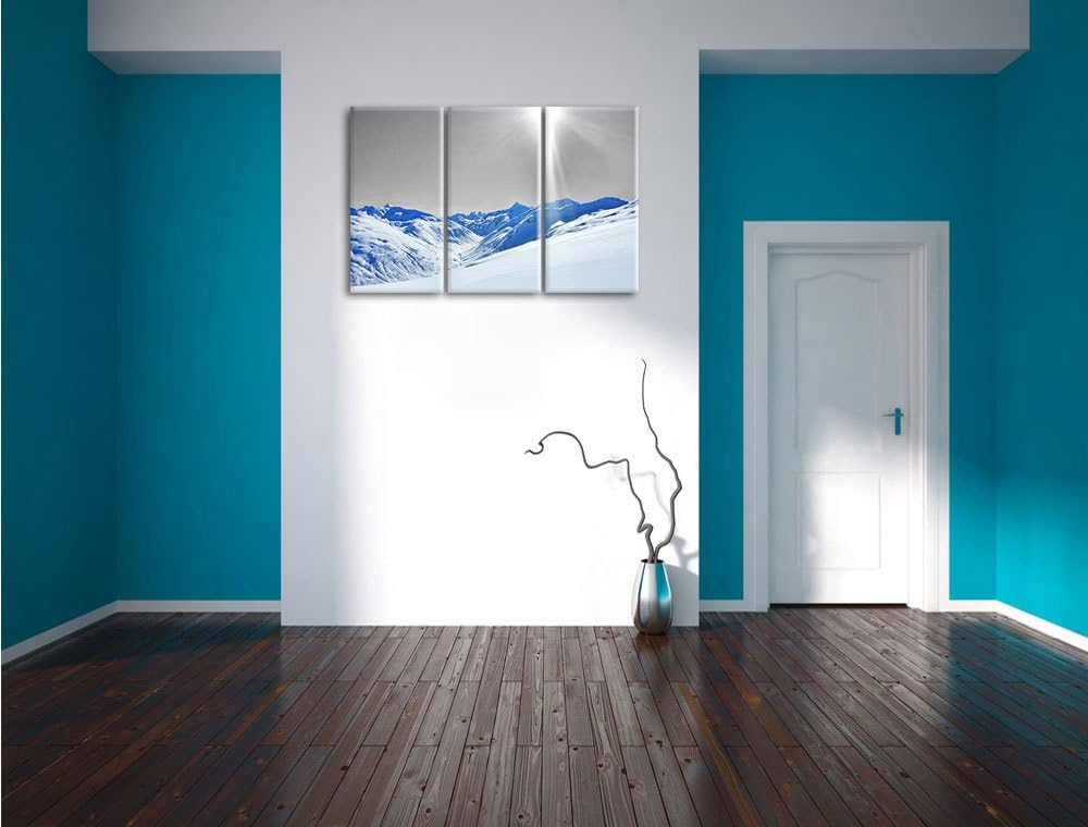 Pixxprint Berglandschaft im Winter / 3-Teilig/Gesamtmass 120cm Leinwandbild bespannt auf Holzrahmen/