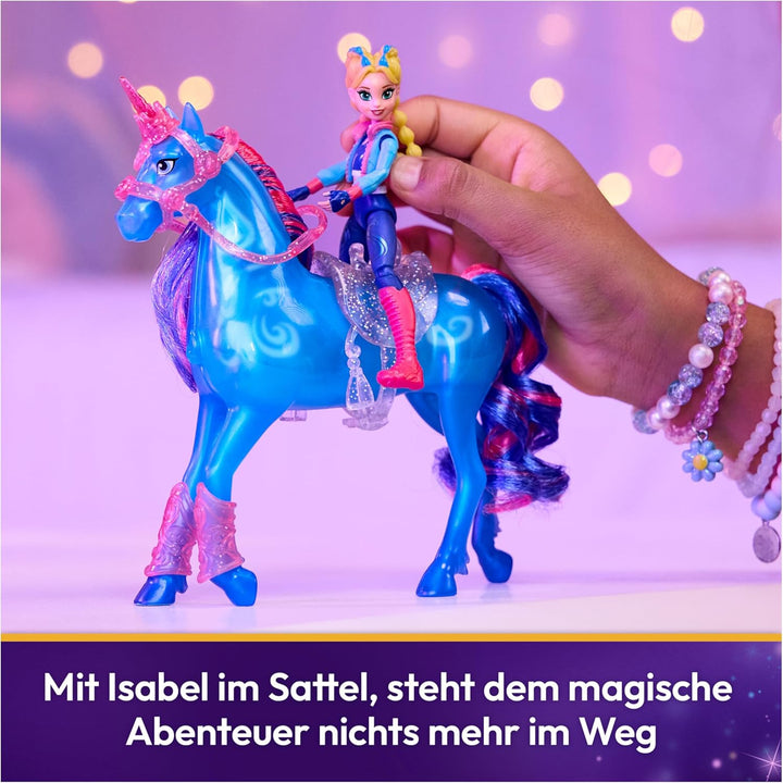 Unicorn Academy - Train and Glow River mit Isabel Set, ca 12 cm Originalfiguren zur Netflix Serie, m