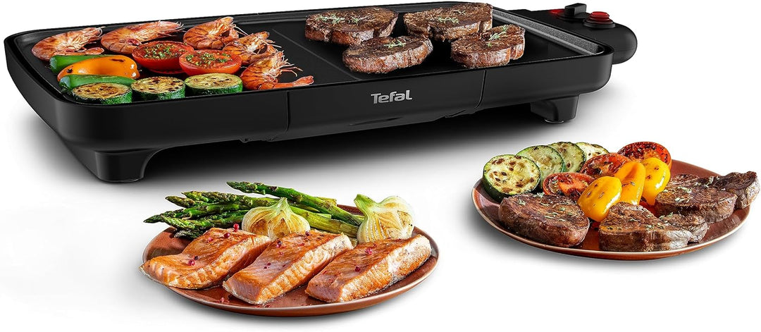 Tefal Plancha Booster Elektro-Plancha 2200 W, 2 Kochzonen, einstellbares Thermostat, grosse Kochfläc