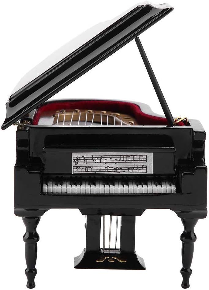Miniatur-Klaviermodell, hölzernes Mini-Klaviermodell mit Bank und schwarzem Gehäusemusikgeschenk für
