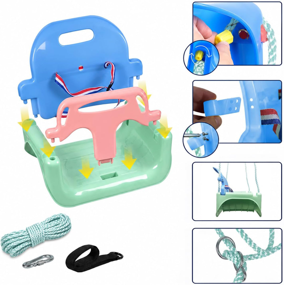 KINSPORY Kinderschaukel Babyschaukel 3 in 1 Babysitz verstellbar Mitwachsend Schaukelsitz Gartenscha