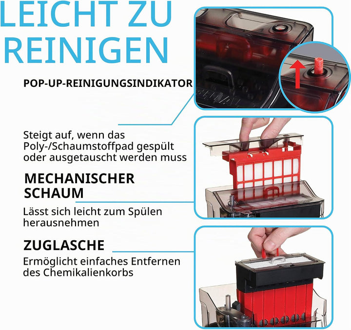 Fluval C4 Clip-On 5-Stufen Aquarienfilter, Aussenfilter schwarz, rot 800 g (6er Pack), schwarz, rot