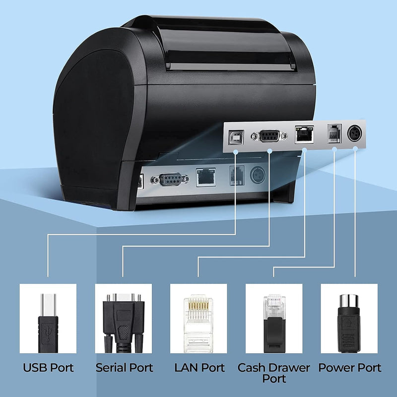 Thermodrucker Bluetooth Munbyn 300mm/s Bondrucker Belegdrucker Quittungsdrucker Auto-Cut für Schubla