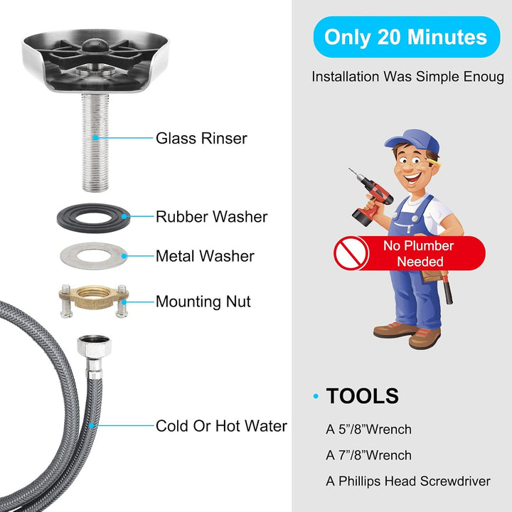 Glasspüler Waschbecken - Edelstahl Flaschenspüler Flaschen Reinigung Cup Washer, Gläserspülgerät Bie