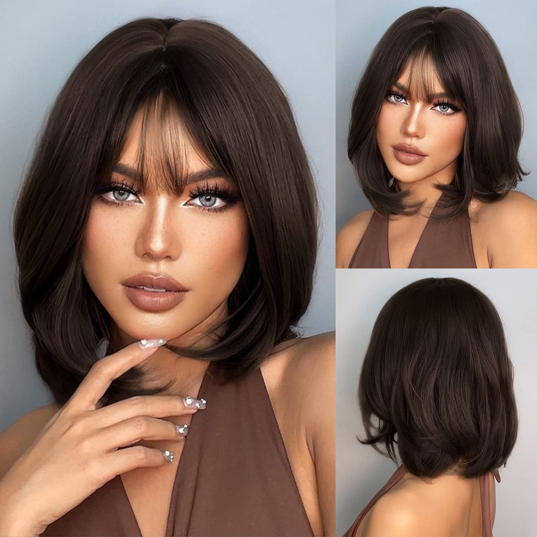 HAIRCUBE Kurze BOB BOB Damen Perücken Leichte Wavy Wigs Synthetische Perücken für Alltag Cosplay 800