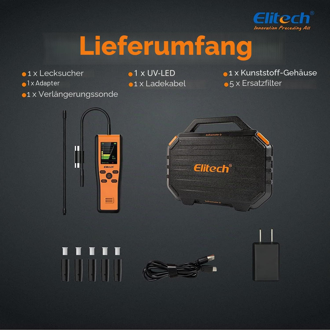 Elitech Kältemittelleckdetektor IR-200 2-in-1 Infrarot & Beheizte Diode Dual Sensor Hohe Empfindlich