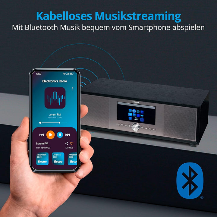 MEDION P66024 All in One Audio System (Internet, DAB+, PLL-UKW Radio, CD/MP3-Player, Bluetooth 5.0,