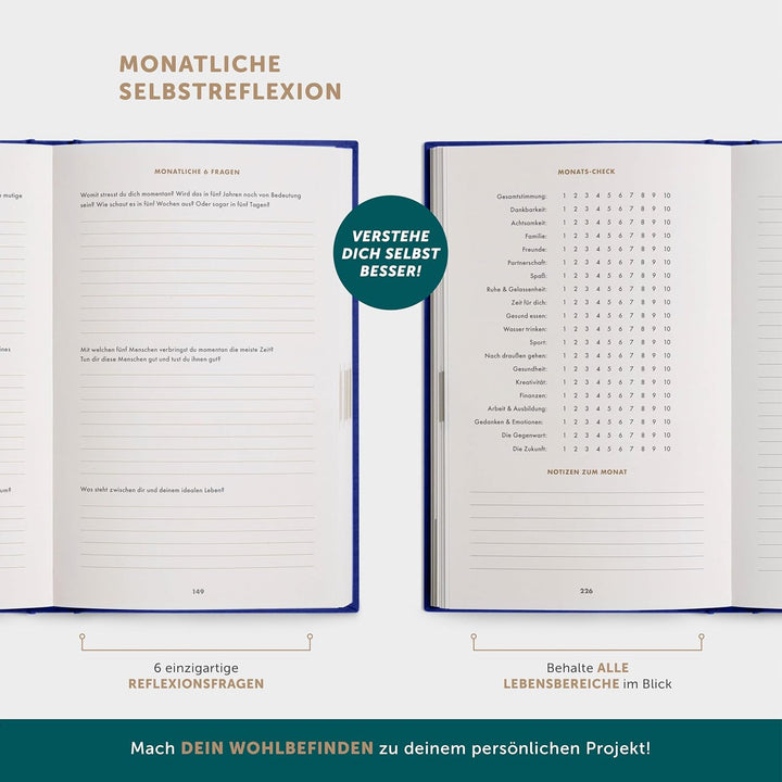 6-Minuten Tagebuch für Erwachsene (Das Original) - Dankbarkeitstagebuch, Wissenschaftlich Fundiertes