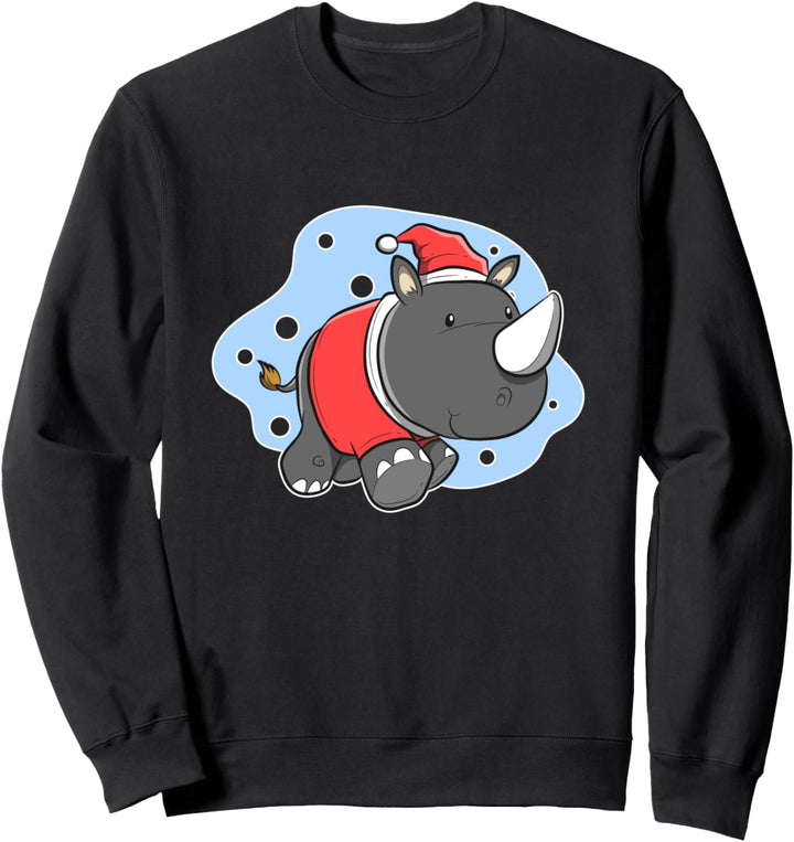 Weihnachtsschwarzes Nashornbild Sweatshirt