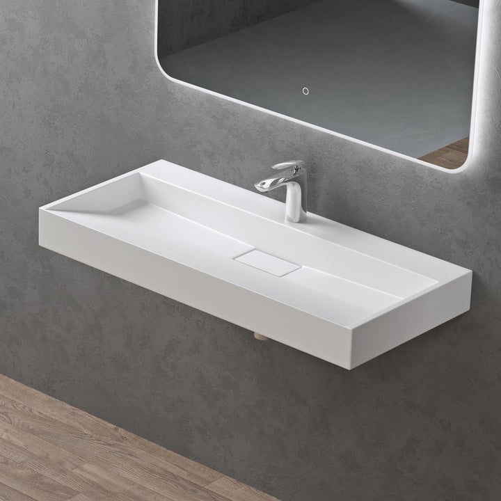 doporro Mineralguss-Waschbecken Colossum19 Aufsatzwaschbecken 100x46x11 cm Hängewaschbecken mit Arma