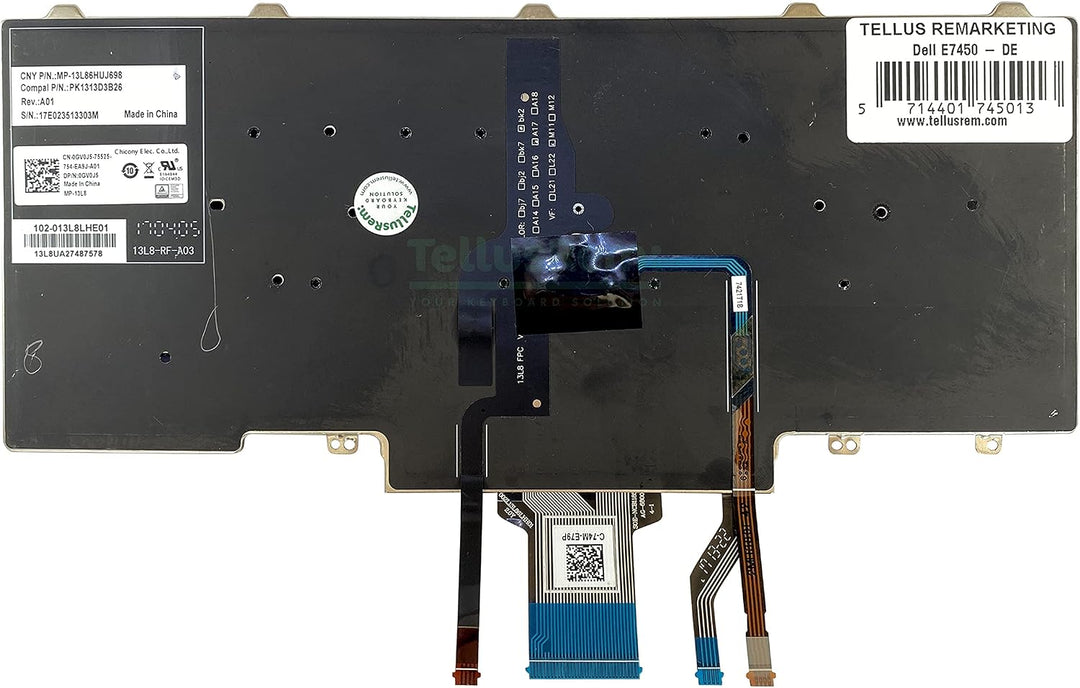 TellusRem ersatztastatur Deutsche Hintergrundbeleuchtung für Dell Latitude E5450, Latitude E7450, La