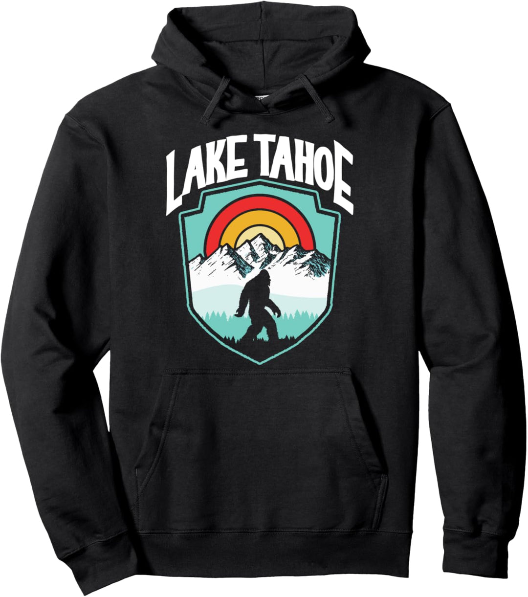 Lake Tahoe Vintage Sasquatch Outdoor Bigfoot & Mountains Pullover Hoodie