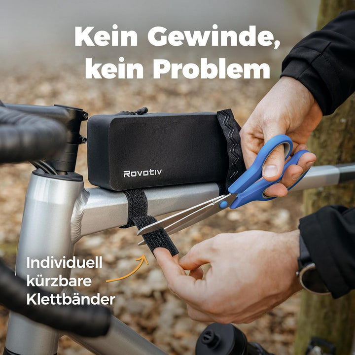 Rovativ® Bikepacking Oberrohrtasche [0,8 Liter] 100% Wasserdicht – anschraubbar & wasserdicht – Grav