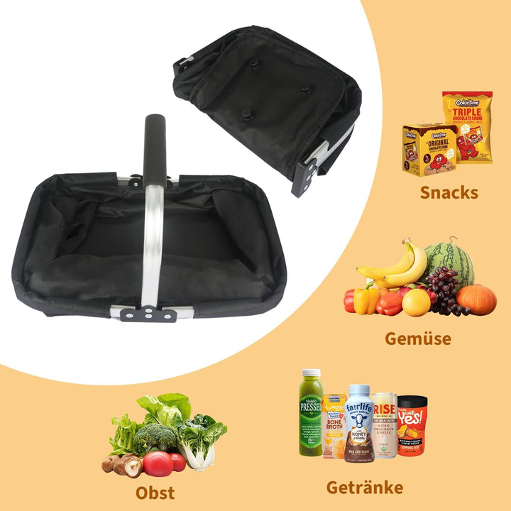 Einkaufskorb Faltbar 25L,Einkaufskorb Klein Mit Gepolsterte Griffe Und ReissVerschlusstasche,Einkauf