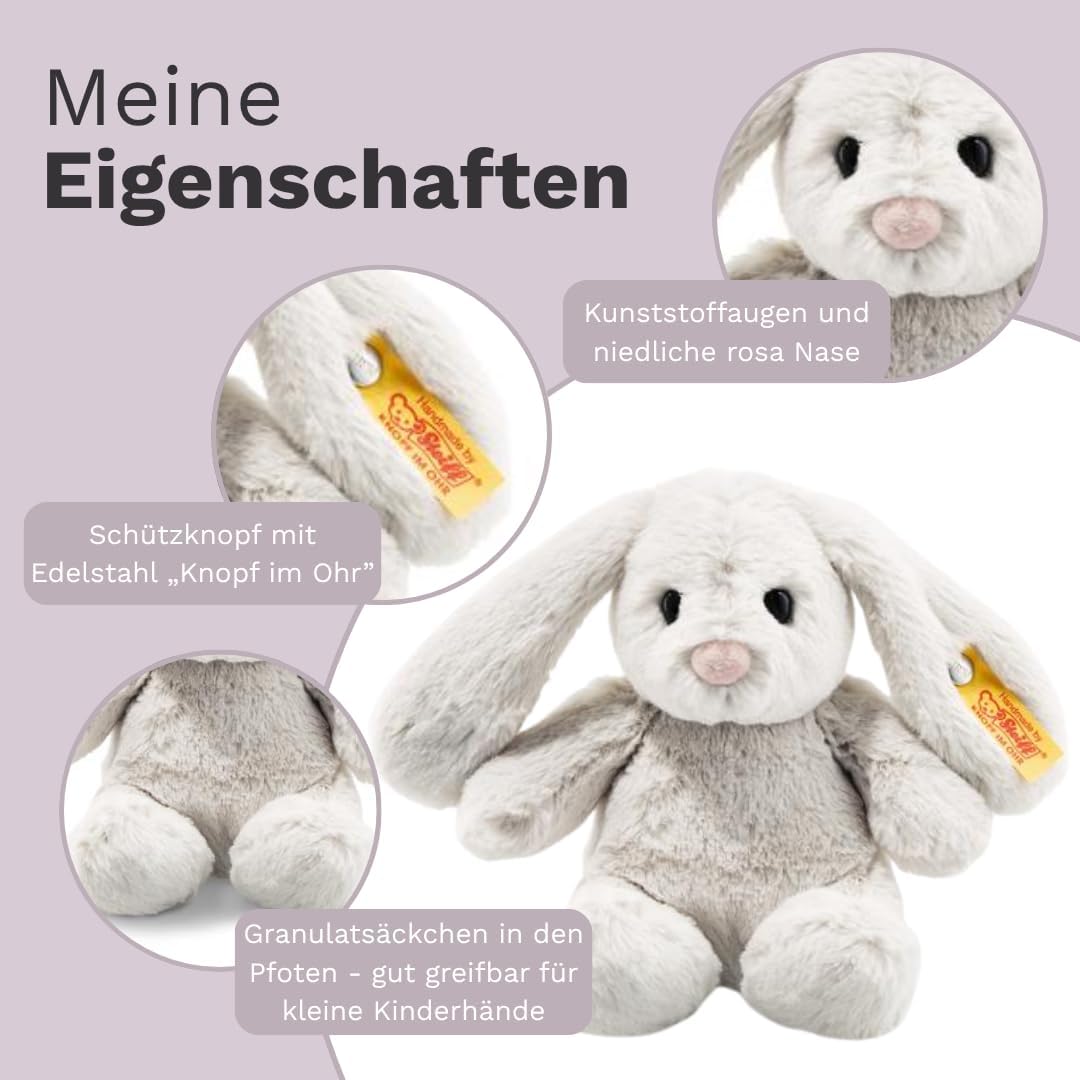 Steiff Hoppie Hase - 18 cm - Plüschhase mit Schlappohren - Kuscheltier für Kinder - Soft Cuddly Frie