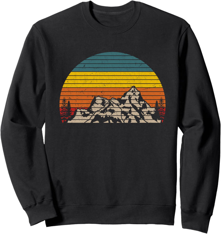 Retro Berg Sonnenuntergang Outdoor Wandern und Camping Sweatshirt