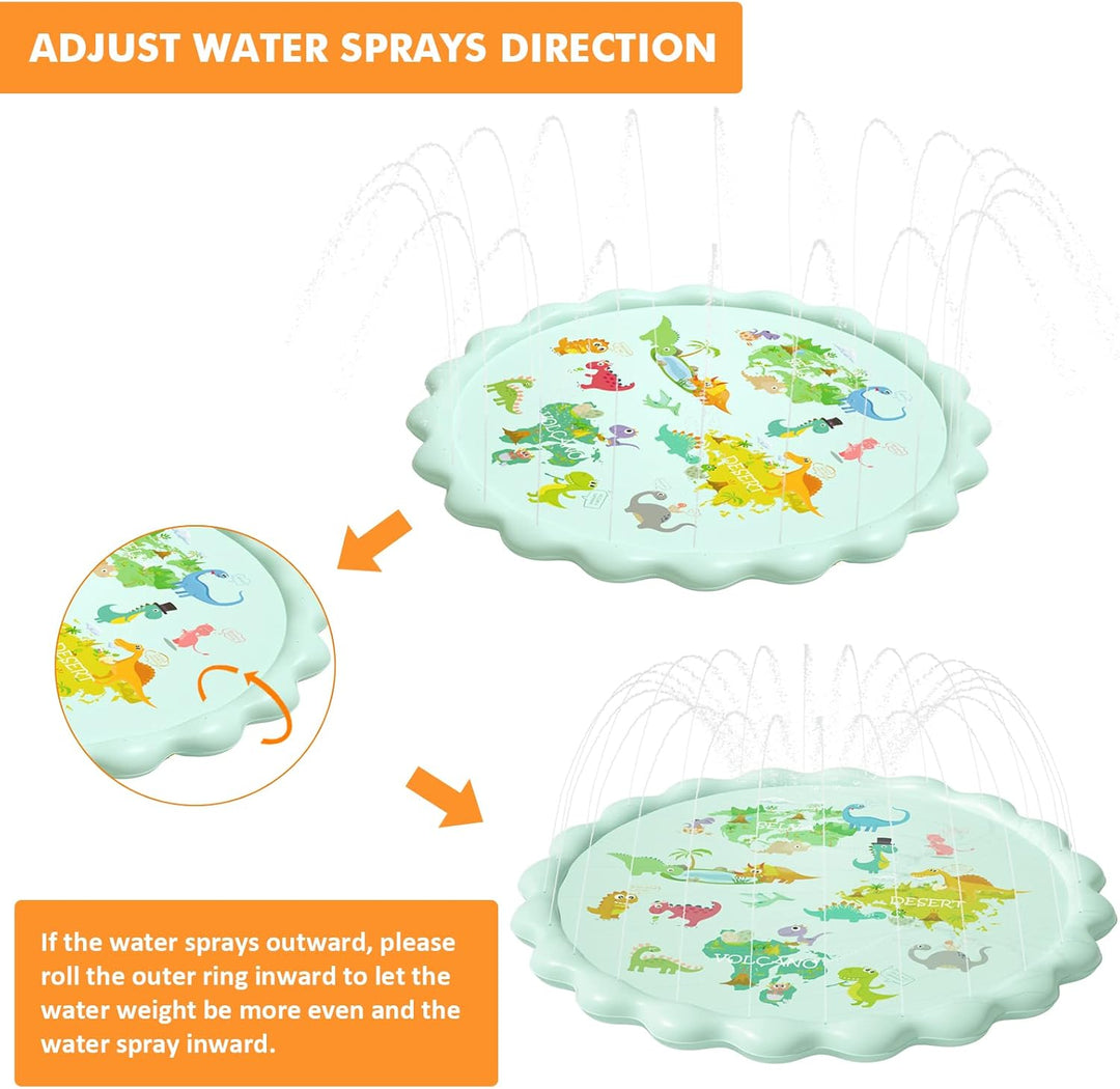 Peradix Sprinkler Play Matte, 200CM Wasser-Spielmatte Sprinkler Kinder Anti-Rutsch,Einstellbare Wass