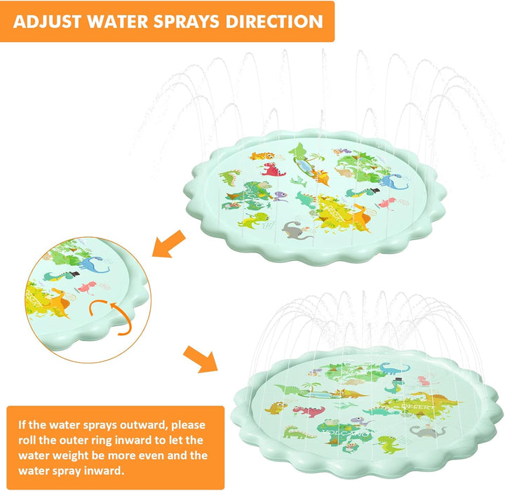 Peradix Sprinkler Play Matte, 200CM Wasser-Spielmatte Sprinkler Kinder Anti-Rutsch,Einstellbare Wass