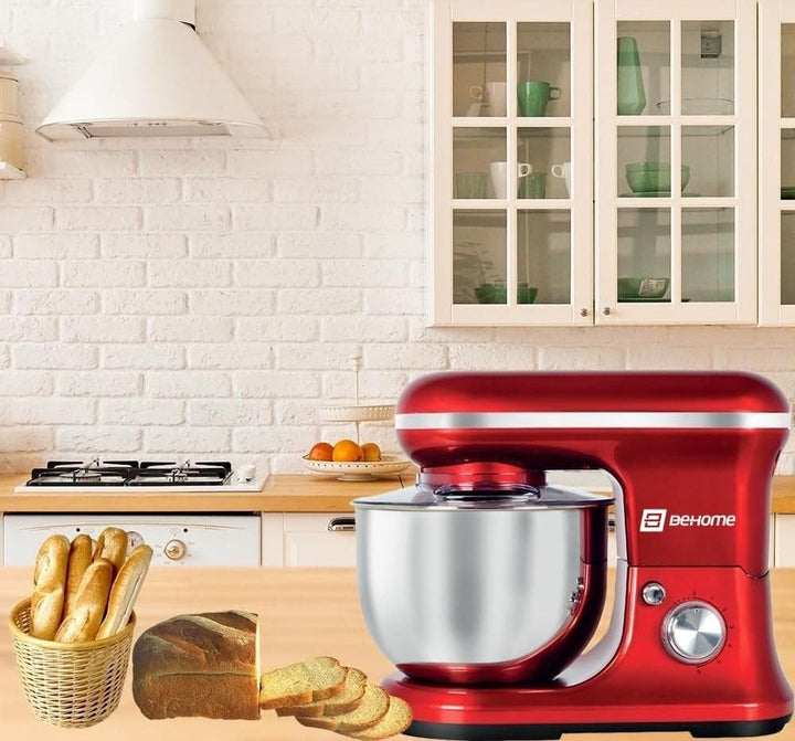 BEHOME Professionelle Knetmaschine, 1200 W, 5 l, 6 einstellbare Geschwindigkeiten, Pulse-Funktion, S