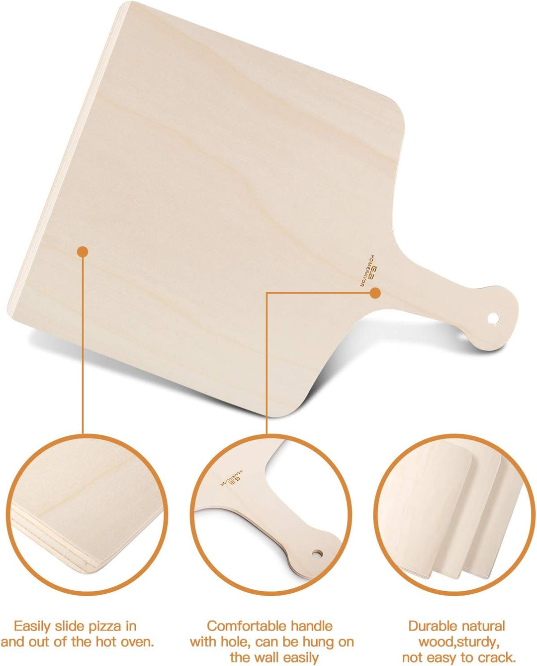 G.a HOMEFAVOR Pizzaschieber Holz, 42 x 30cm Pizzaschaufel Flammkuchenbrett Pizzabrett für Hausgemach
