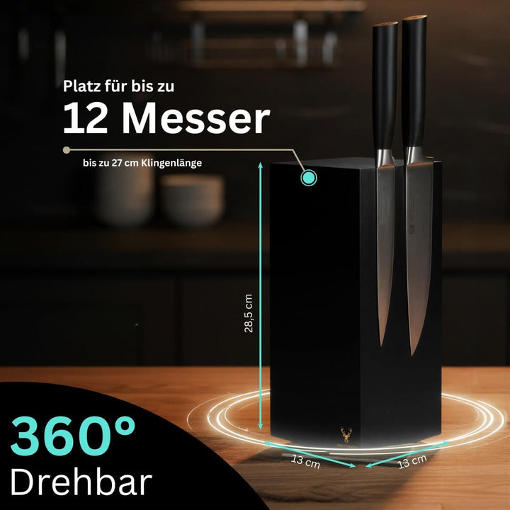Messerblock ohne Messer magnetisch [Premium] | 360° drehbar | 4,5 kg schwer | Rutschfeste Edelstahl-