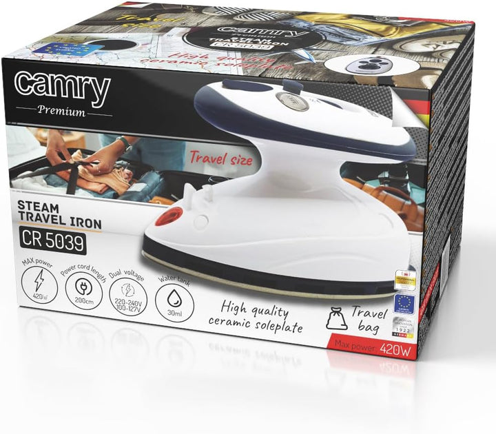 Camry Mini Bügeleisen 420W – Reisebügeleisen Mini mit Dampf und Trockenfunktion, Bügeleisen Klein mi