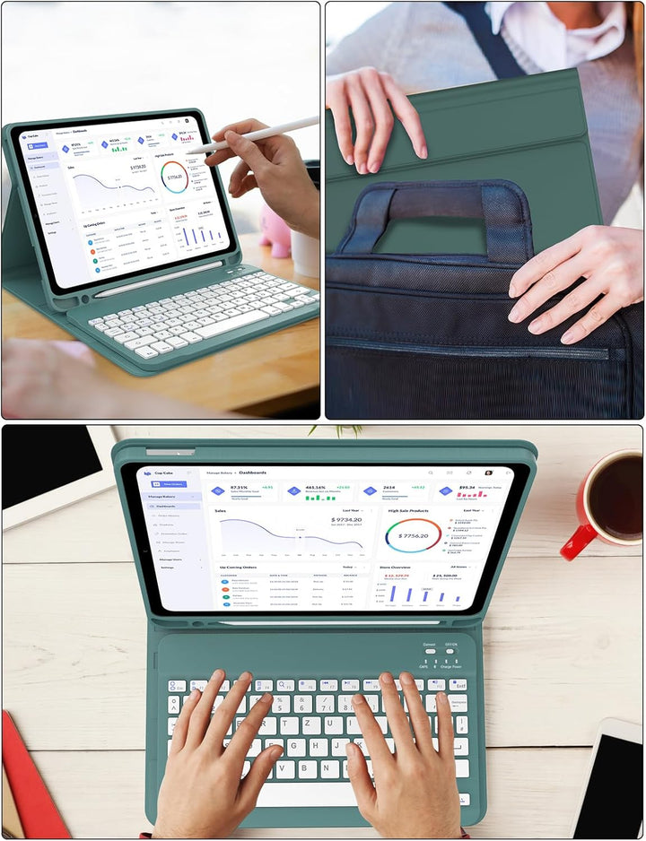 Tastatur Hülle für iPad 10 gen/A16 11 Gen - Soft TPU Rückseite Gehäuse Schutzhülle mit Pencil Halter