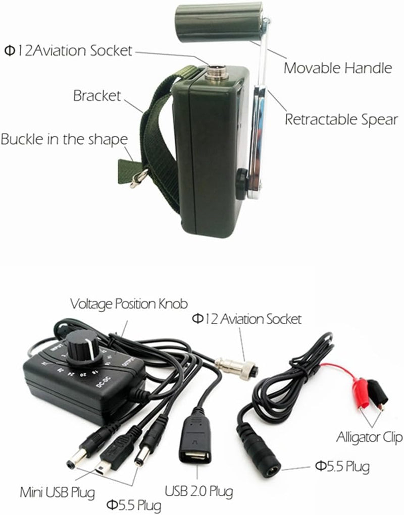 HUABAN Portable Hand Crank Generator High Power Charger for Outdoor Mobile Phone Computer Charging 3