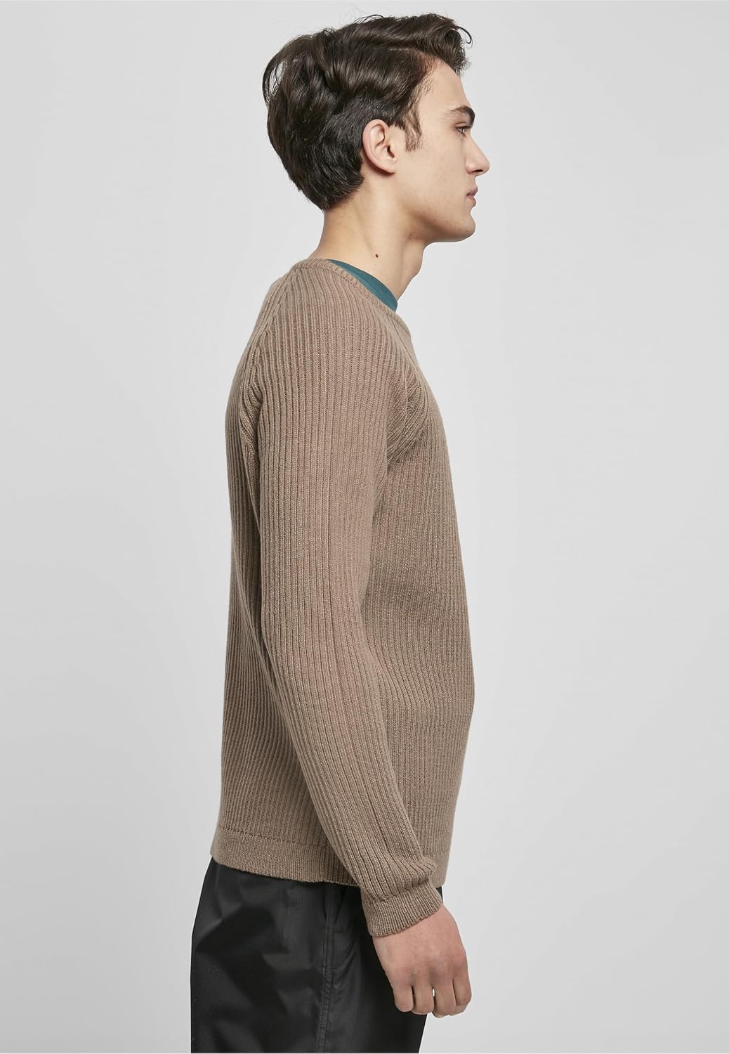 Urban Classics Herren Strickpullover mit Raglan Ärmeln, Rib-Struktur & Rundhals, nahtfreie Schultern