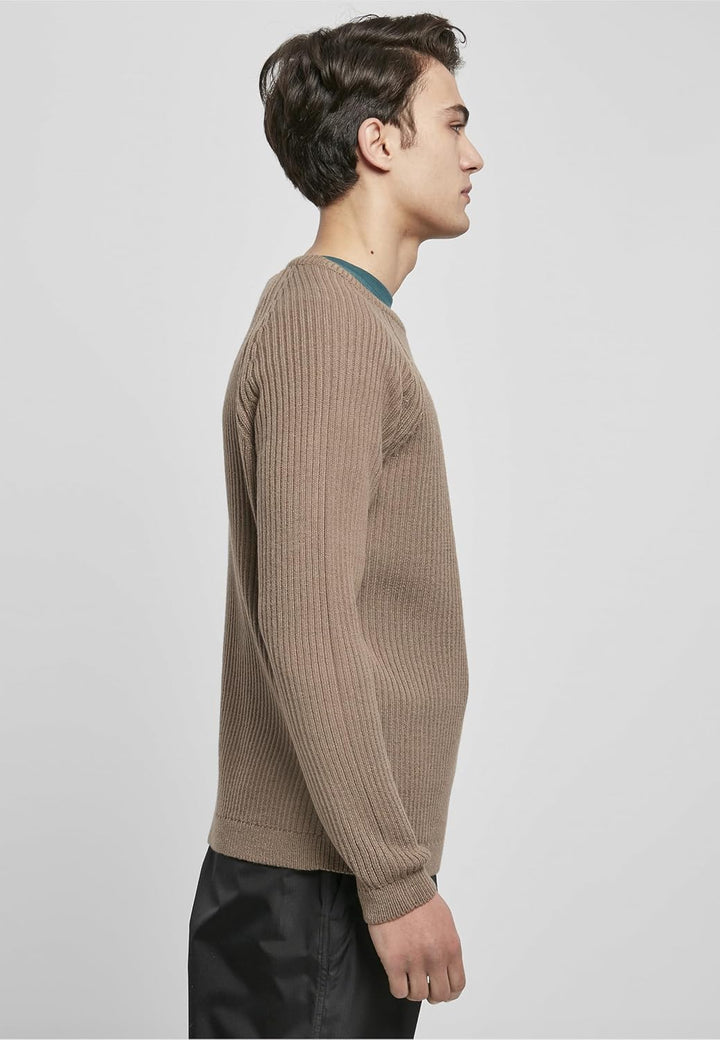 Urban Classics Herren Strickpullover mit Raglan Ärmeln, Rib-Struktur & Rundhals, nahtfreie Schultern