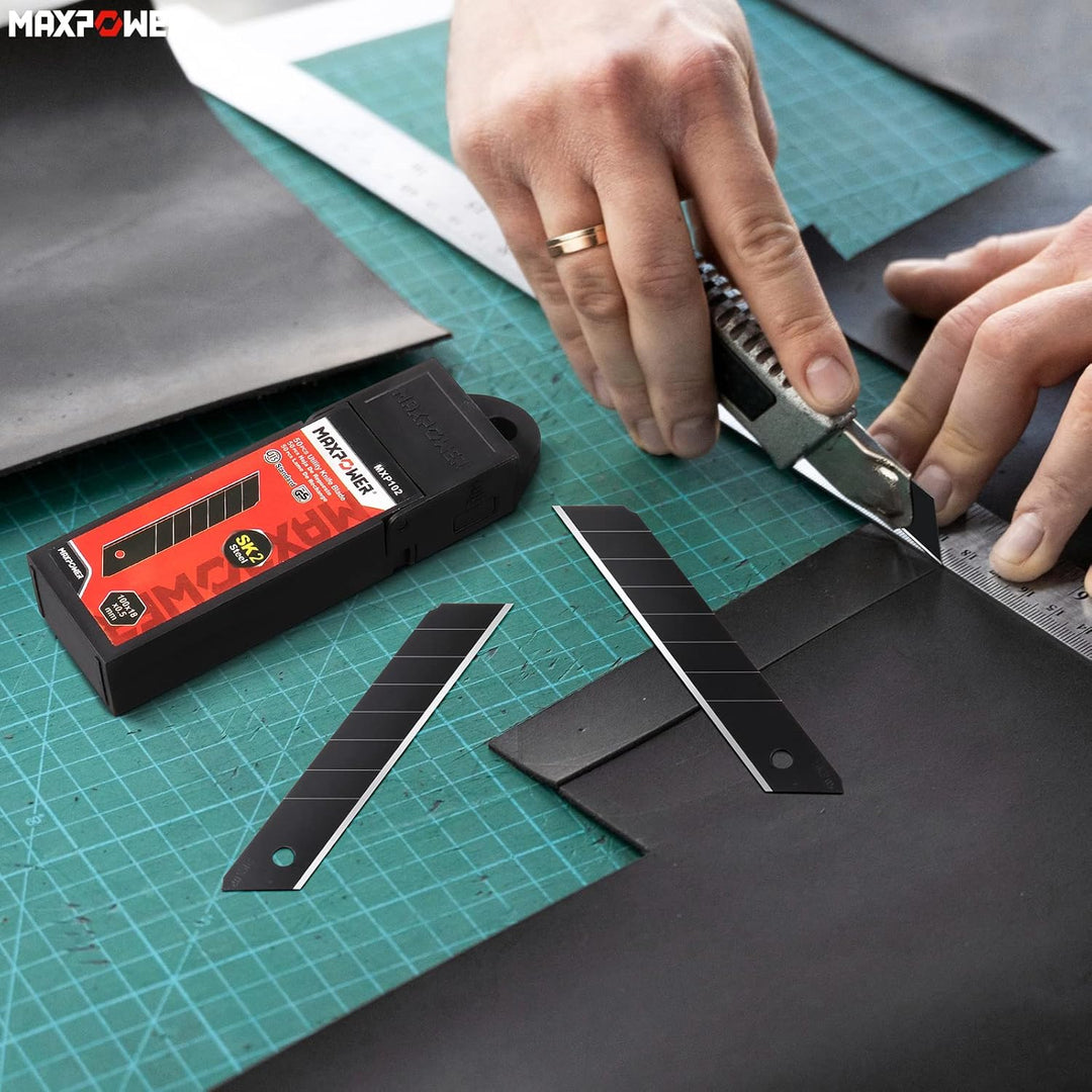 MAXPOWER 50 Stück Abbrechklingen Scharfe Teppichmesser klingen Tragbar Professionelle 100 x 18 mm, 1