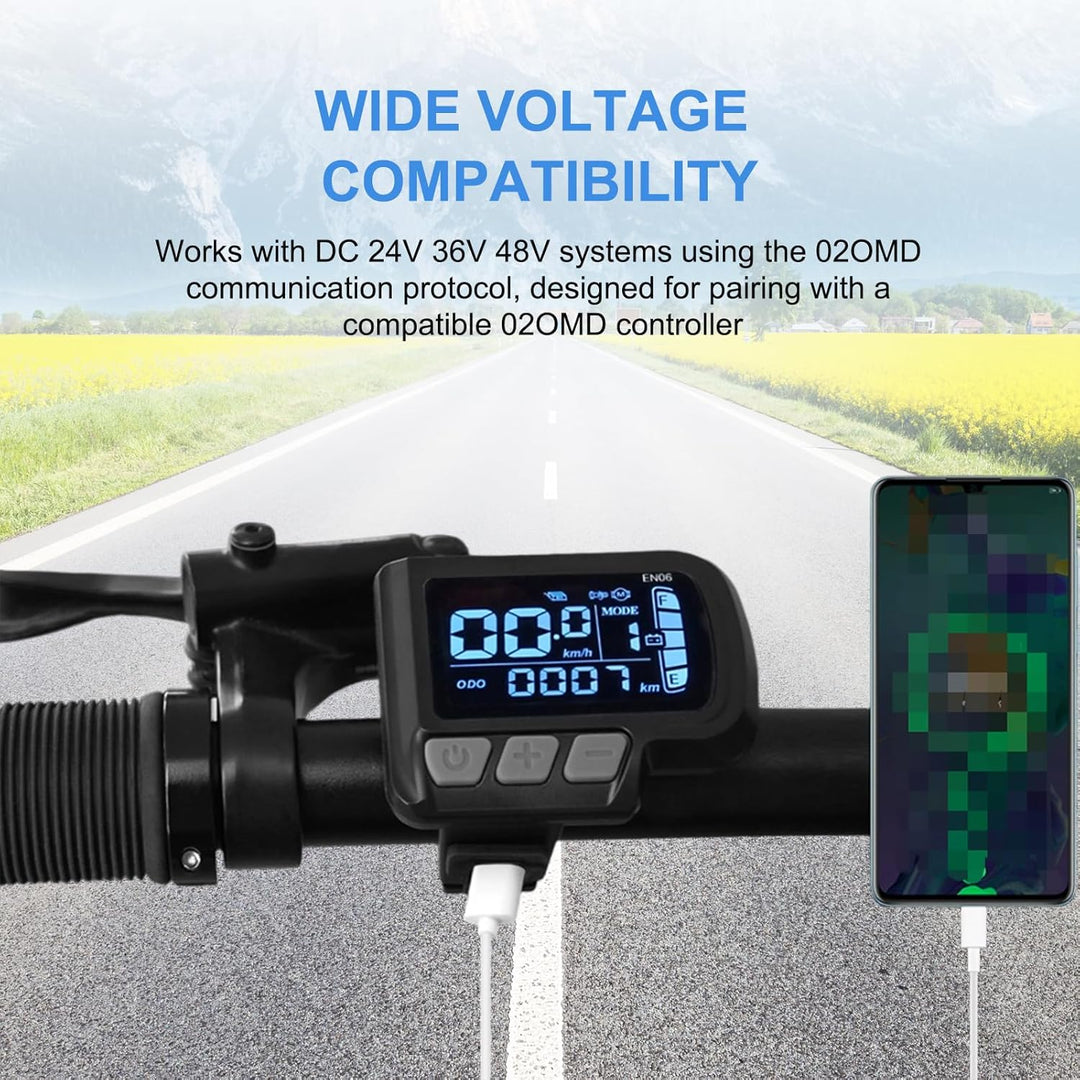 E-Bike Display 24V 36V 48V LCD Bildschirm mit 6 Pin Wasserdichtes Schnittstellenkabel für Elektrofah