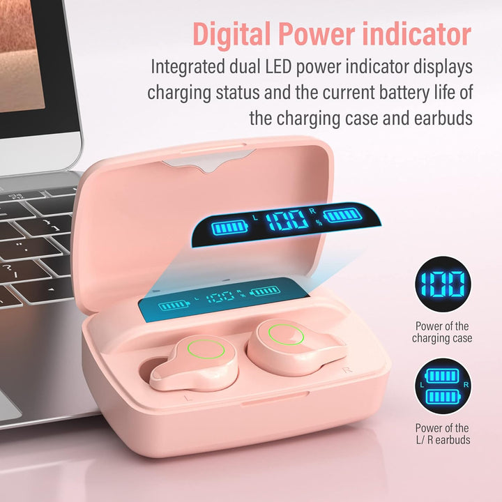 Kopfhörer Kabellos, Bluetooth 5.0 in-Ear Kopfhörer mit Mikrofon 156H Spielzeit mit USB-C LCD Ladekof