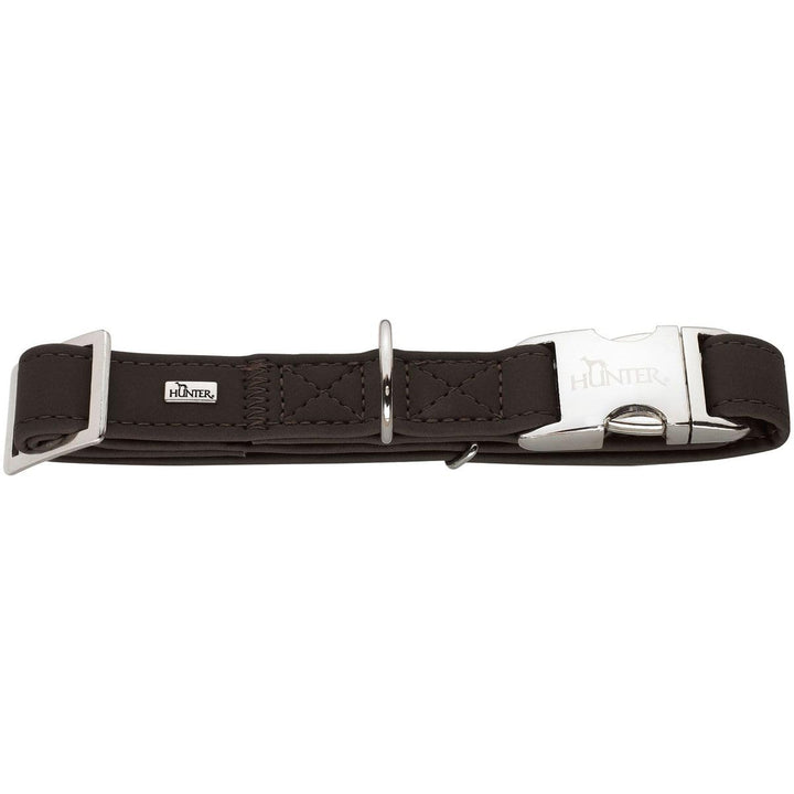 HUNTER SOFTIE ALU-STRONG Hundehalsung, Hundehalsband, Kunstleder, Aluminium Klickverschluss, L, brau