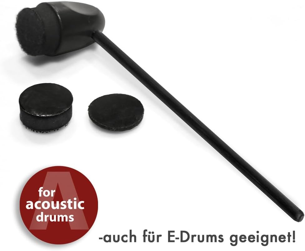 Adoro Silent Sticks & Bassdrum Beater Set - leise Drumssticks & Bass Drum Beater für Akustik Schlagz