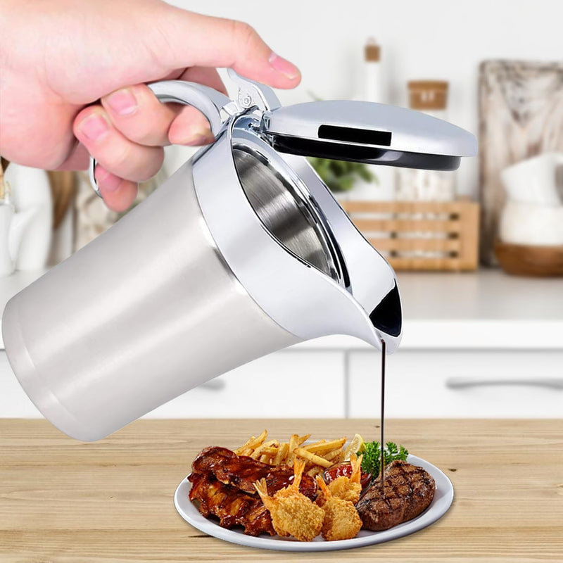 Sauciere Sossenkrug, 304 Edelstahl Thermo-Saucentopf Doppelwandig Isolierte Sauciere Topf Servierkru