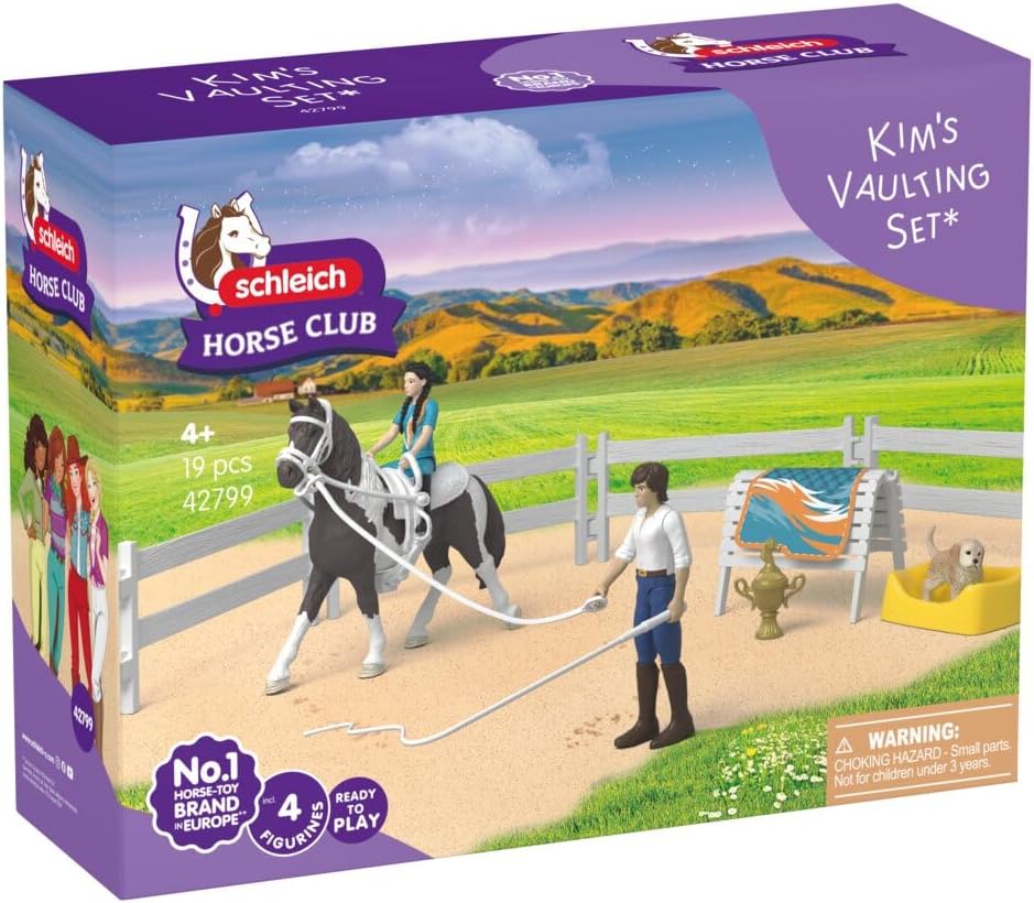 schleich Horse Club | Kim's Voltigier Set 42799 | Pferde Spielset mit Kim, Tom, Voltigierzubehör und