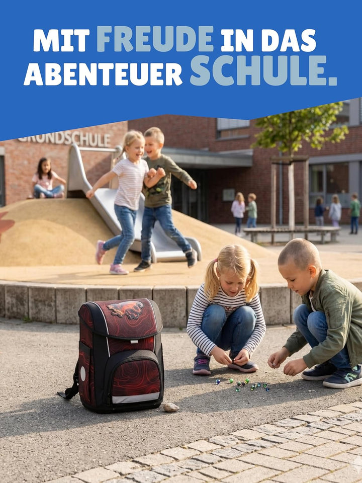 Familando - McNeill Basic Schulranzen Set - 9-teilig mit Sporttasche - Drachen - Ergonomisch & Verst