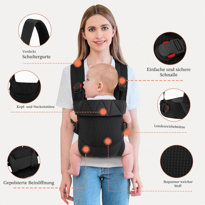 IULONEE Babytrage für Neugeborene Ergonomic Baby Carrier Tragbar Babytrage Vorne nach hinten tragen