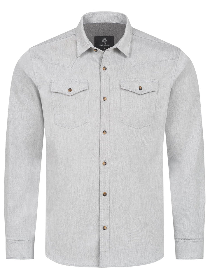 Rock Creek Herren Hemd Jeanshemd H-339 S Beige, S Beige