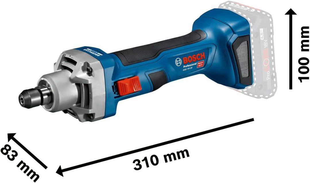 Bosch Professional 18V System Akku Geradschleifer GGS 18V-20 (inkl. 2x Einmaulschlüssel 19 mm, L-BOX