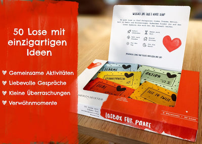 Losbox für Paare - Das Geschenk für unvergessliche Momente - 50 Lose mit Ideen für Spiel, Spass & vi