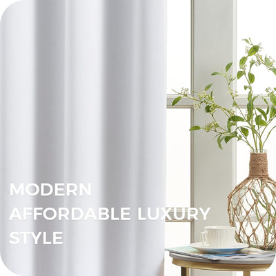 MRTREES Verdunklungsvorhänge Kurz 2er Set Schlaufenschal 145 x 140 cm Weiss-grau Elegante Wohnzimmer