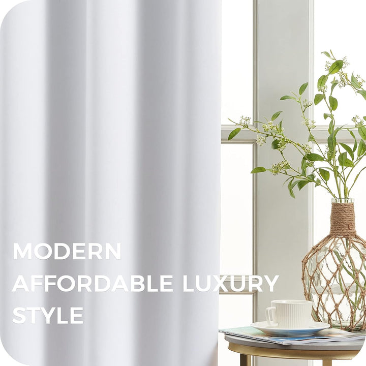 MRTREES Verdunklungsvorhänge Kurz 2er Set Schlaufenschal 145 x 140 cm Weiss-grau Elegante Wohnzimmer