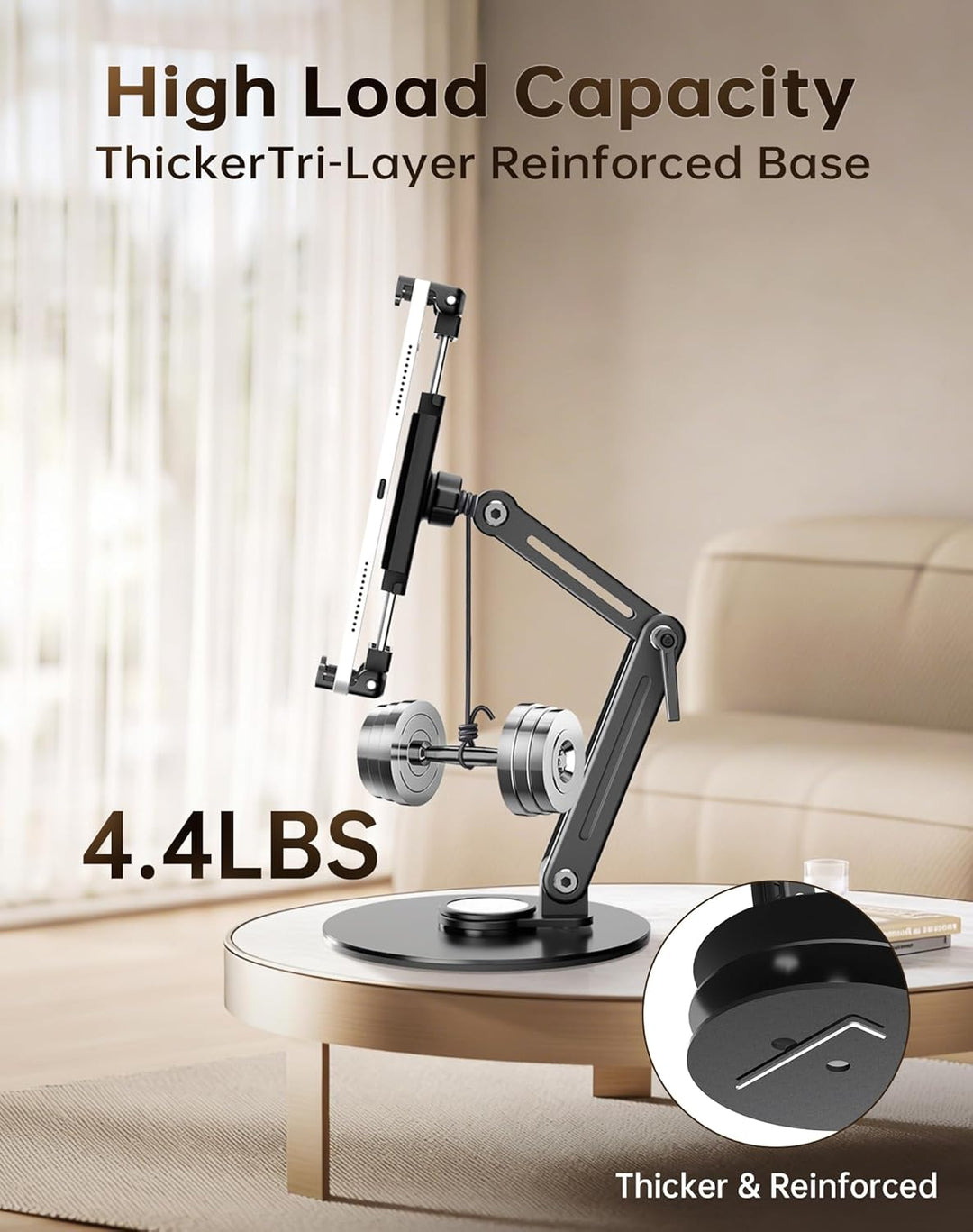 Portable Monitor Stand Tablet Halterung - Robuster Aluminium Ständer, 360° Drehbare Basis, 2 kg Trag