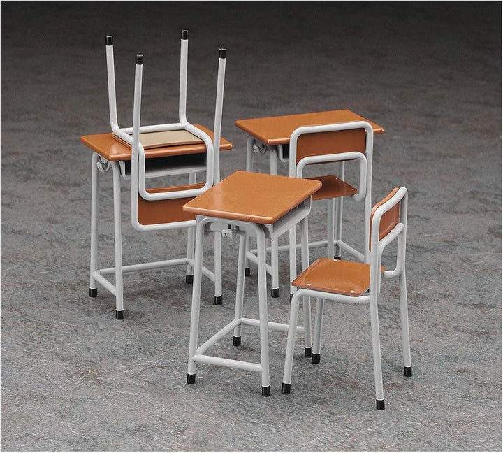 Hasegawa FA01 - 1/12 School Desk and Chair, Braun,grau,schwarz