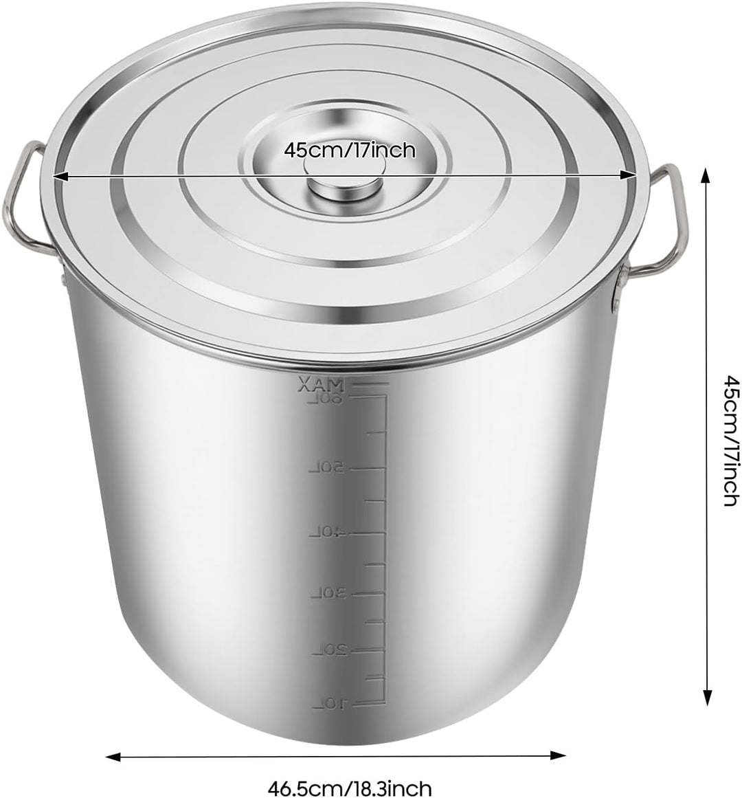 70L Edelstahl Kochtopf Grosser Kapazität Suppentopf, Kochtopf für Suppen mit Deckel, Campingkochtopf