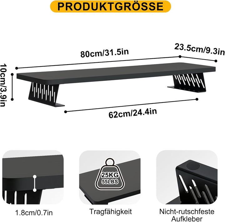 80x23.5cm Bildschirmerhöhung für 2 Monitore, Monitorständer Schreibtisch Holz für Computer, TV, Lapt